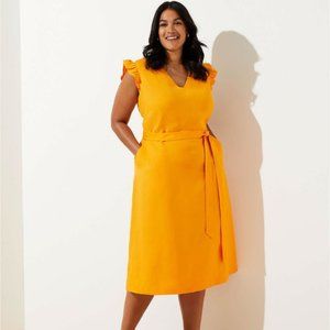 LOFT Plus Cutout Button Back Midi Dress in Apricot Zest